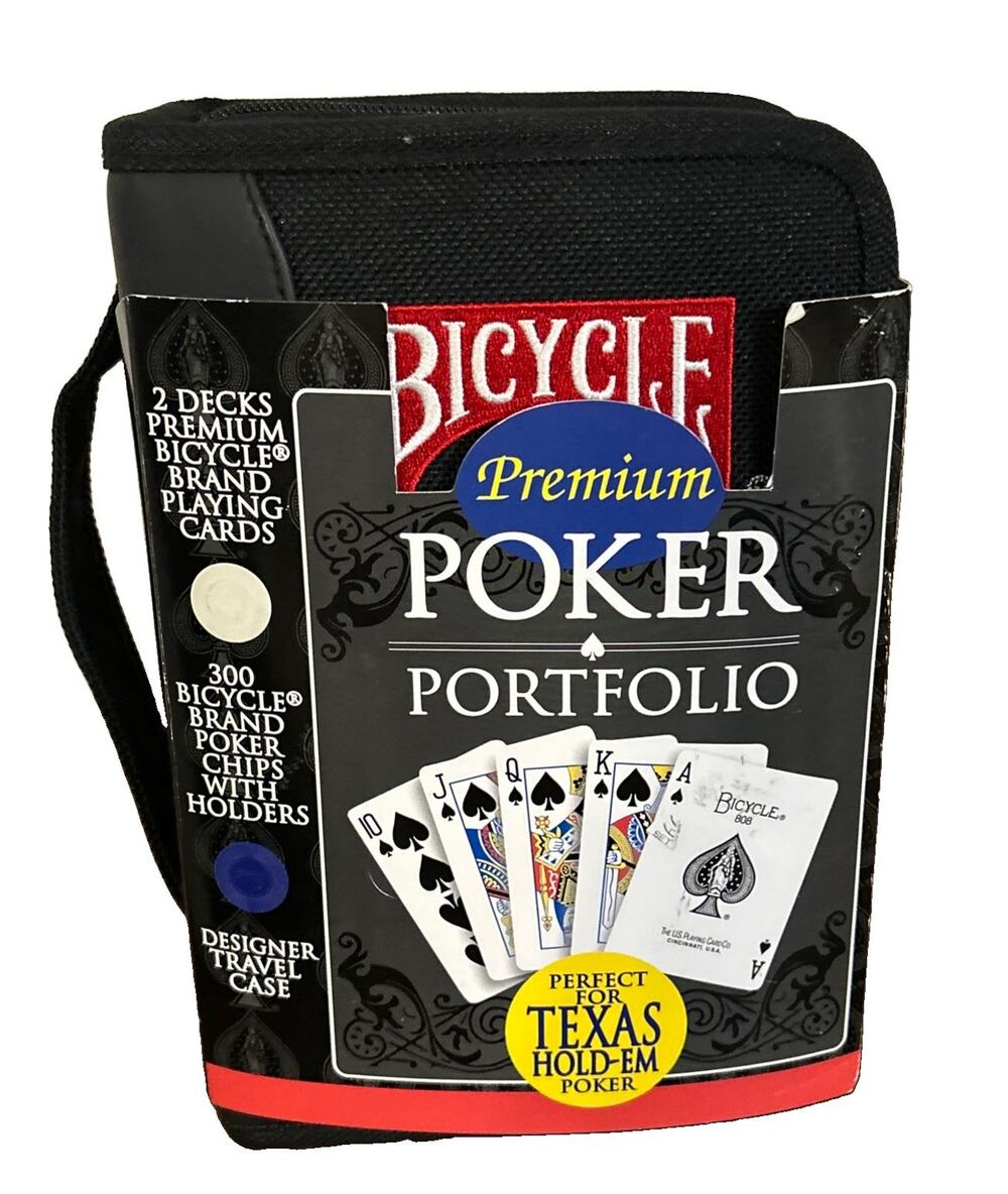 Bicycle Premium Poker Portfolio 2 Decks 300 Chips, Travel Case Texas Hold-Em New